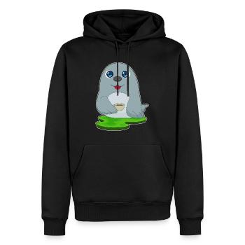 Tasse à café Seal - Sweat à capuche Premium bio Homme - noir - Devant - Nico (187cm)