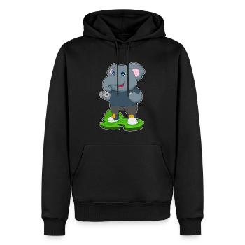 Bodybuilding éléphant avec haltères - Sweat à capuche Premium bio Homme - noir - Devant - Nico (187cm)