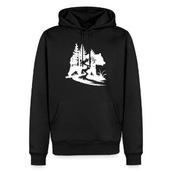 Bären Silhouette Wald Kunst - Männer Premium Bio Hoodie - Schwarz - Vorne - Nico (187cm)