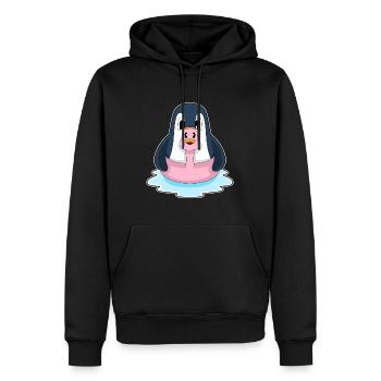 Flamant rose pingouin - Sweat à capuche Premium bio Homme - noir - Devant - Nico (187cm)