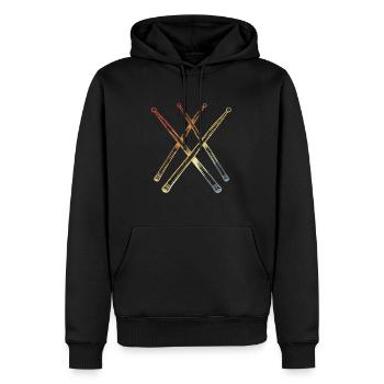 Retro Schlagzeugstöcke Skizze - Männer Premium Bio Hoodie - Schwarz - Vorne - Nico (187cm)