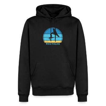 Wingfoil-Surfer Hydrofoil Kitefoil Wingsurf - Männer Premium Bio Hoodie - Schwarz - Vorne - Nico (187cm)