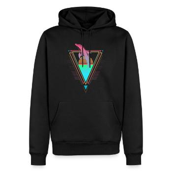 Delfin Vaporwave Synthwave années 90 années 80 coucher de soleil - Sweat à capuche Premium bio Homme - noir - Devant - Nico (187cm)