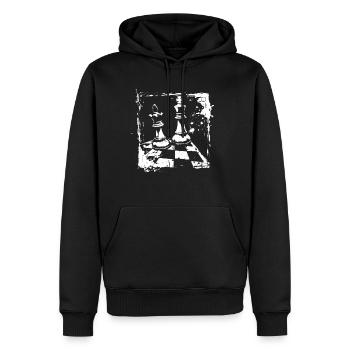 Schach Dame und König - Männer Premium Bio Hoodie - Schwarz - Vorne - Nico (187cm)