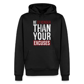 Seien Sie stärker als Ihre Ausreden - Männer Premium Bio Hoodie - Schwarz - Vorne - Nico (187cm)