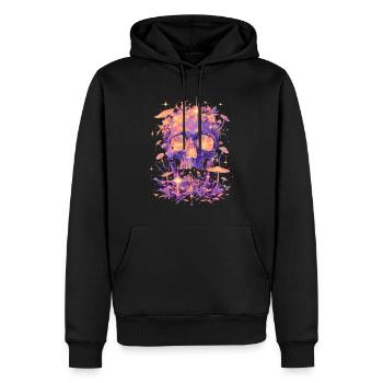 Totenkopf Pilze Grunge Totenschädel Cottagecore - Männer Premium Bio Hoodie - Schwarz - Vorne - Nico (187cm)