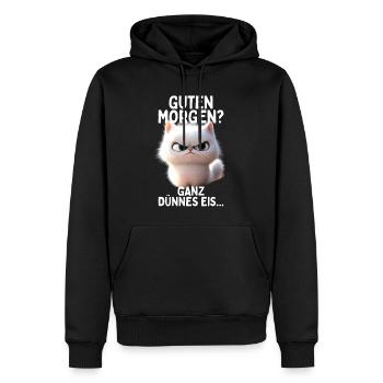 Bonjour glace très mince matin chats - Sweat à capuche Premium bio Homme - noir - Devant - Nico (187cm)
