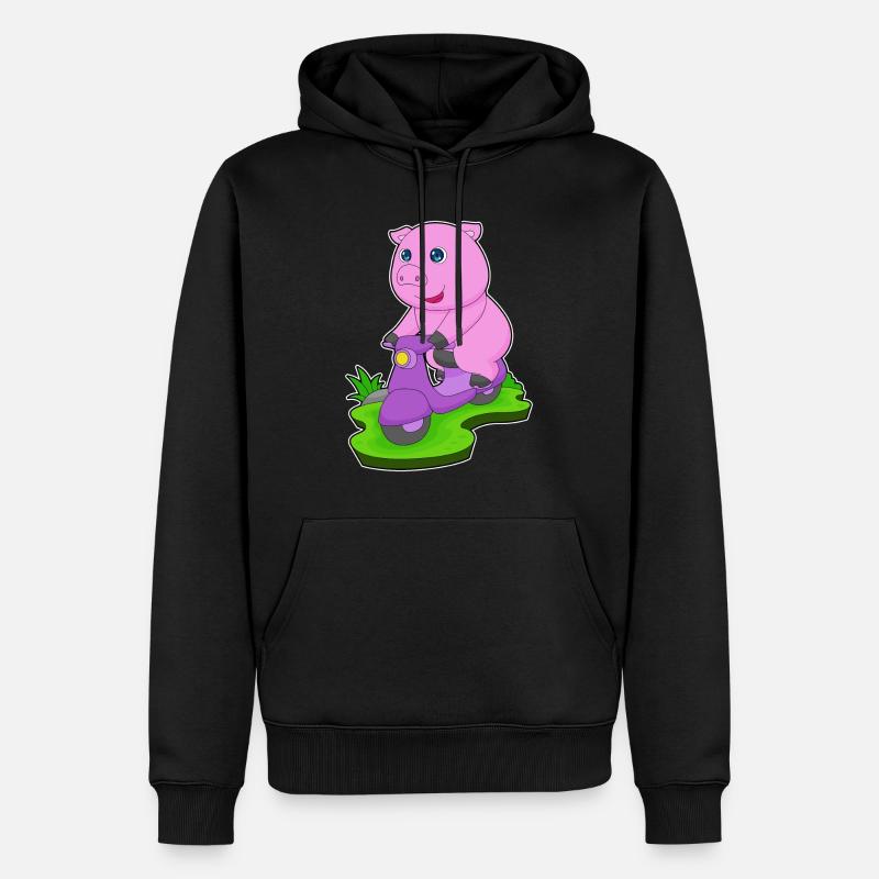 Schwein Motorroller - Männer Premium Bio Hoodie - Schwarz