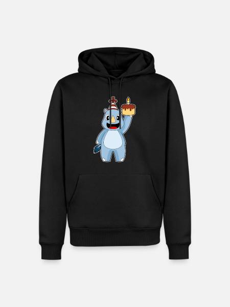 Gâteau d’anniversaire rhinocéros - Sweat à capuche Premium bio Homme - noir