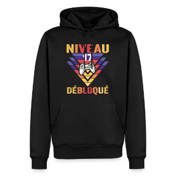 Level 17 Freigeschaltetes Geschenk 17 Jahre alter Gamer Geek Lustig - Männer Premium Bio Hoodie - Schwarz - Vorne - Nico (187cm)