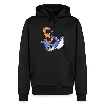 5e anniversaire Motif Stingray - 5 ans - Sweat à capuche Premium bio Homme - noir - Devant - Nico (187cm)