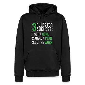 3 règles pour réussir - Sweat à capuche Premium bio Homme - noir - Devant - Nico (187cm)
