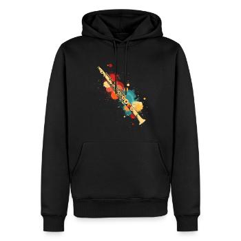 Flûte éclaboussée de couleur - Sweat à capuche Premium bio Homme - noir - Devant - Nico (187cm)