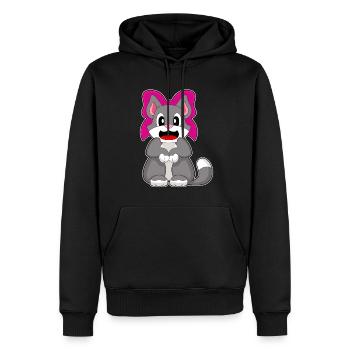 Katze Haarschleife - Männer Premium Bio Hoodie - Schwarz - Vorne - Nico (187cm)