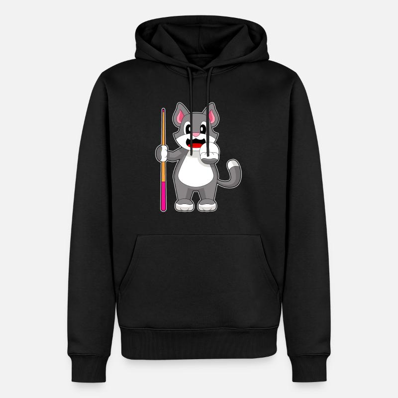 Katze Billiard Queue - Männer Premium Bio Hoodie - Schwarz