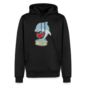 Forfait Noël Dauphin - Sweat à capuche Premium bio Homme - noir - Devant - Nico (187cm)