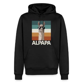 Papa Alpaga Papa Drôle Lama Cadeau de Fête des Pères - Sweat à capuche Premium bio Homme - noir - Devant - Nico (187cm)