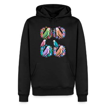 oiseau oiseaux perroquet perroquet couronne de laurier - Sweat à capuche Premium bio Homme - noir - Devant - Nico (187cm)