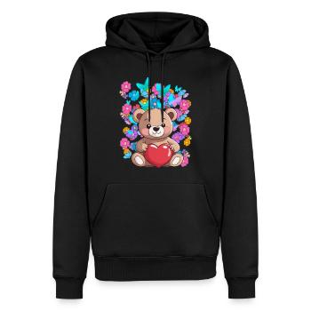 Saint-Valentin Teddy Heru Ours en peluche Ours Enfant - Sweat à capuche Premium bio Homme - noir - Devant - Nico (187cm)
