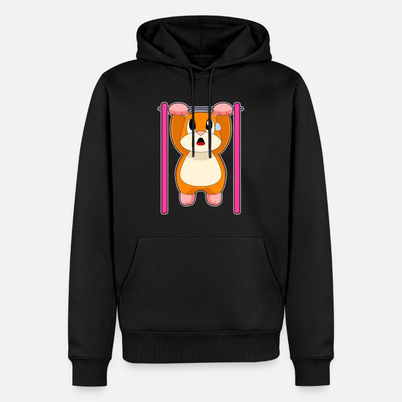 Hamster Bodybuilder Tractions Musculation - Sweat à capuche Premium bio Homme - noir