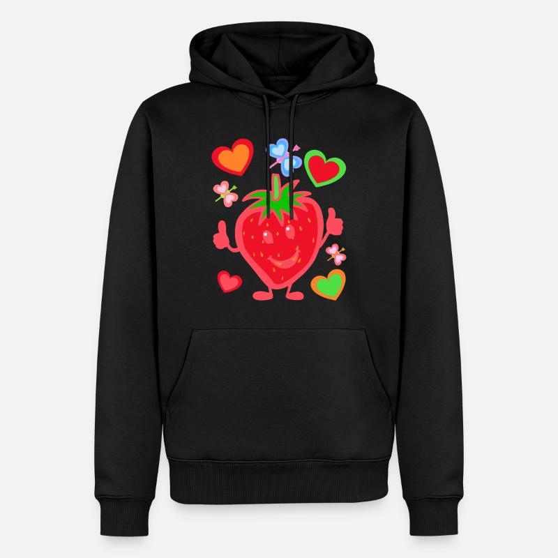 Erdbeere Erdbeer Kinder Kind Sommerzeit - Männer Premium Bio Hoodie - Schwarz