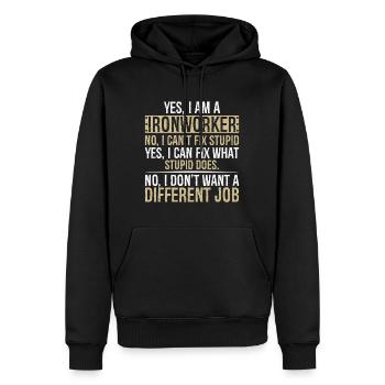je suis ferronnier non je ne peux pas réparer stupide je - Sweat à capuche Premium bio Homme - noir - Devant - Nico (187cm)