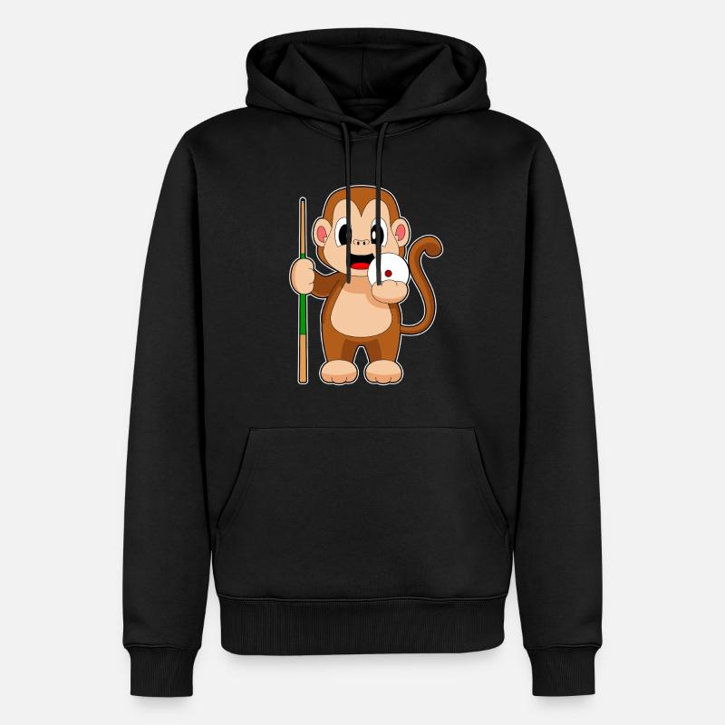 Queue de billard Monkey - Sweat à capuche Premium bio Homme - noir