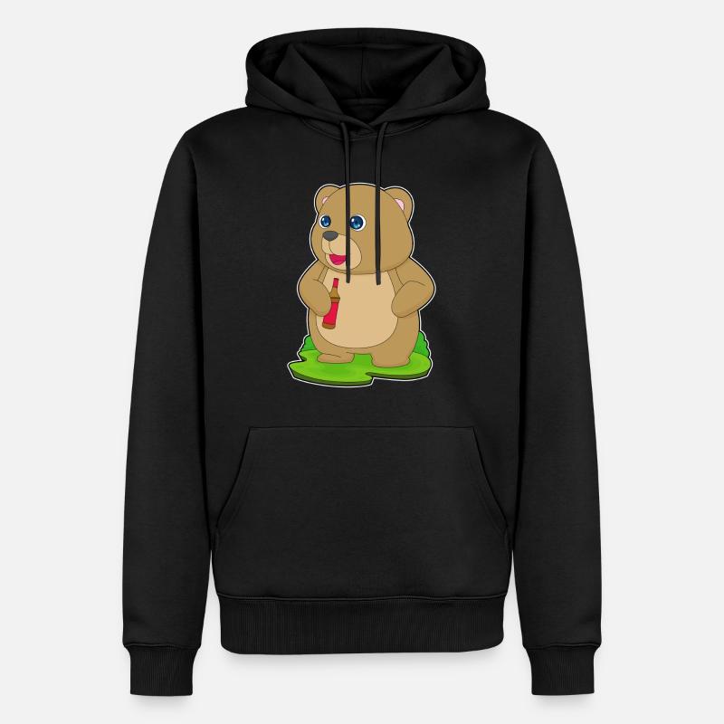 Bear bouteille de bière - Sweat à capuche Premium bio Homme - noir