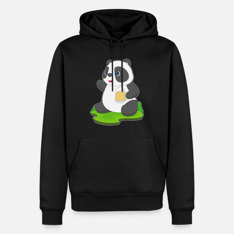 Panda Bier - Männer Premium Bio Hoodie - Schwarz