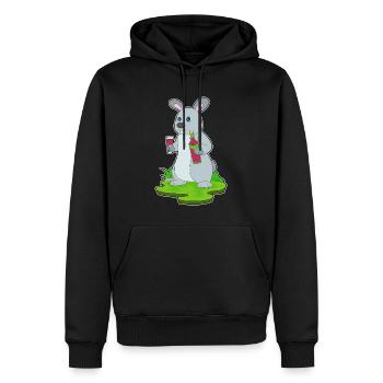 Hase Flasche Rotwein - Männer Premium Bio Hoodie - Schwarz - Vorne - Nico (187cm)