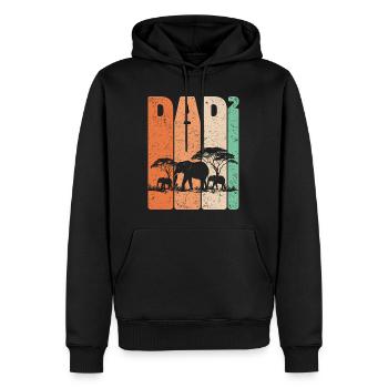 Dad Hoch 2 Elefant Zwei Kinder Vatertag Geschenk - Männer Premium Bio Hoodie - Schwarz - Vorne - Nico (187cm)