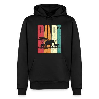 Papa Hoch Zwei Elefant Vater Mit Zwei Kindern - Männer Premium Bio Hoodie - Schwarz - Vorne - Nico (187cm)