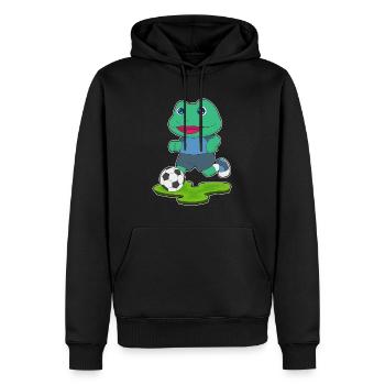 Frosch Fußballspieler Fußball - Männer Premium Bio Hoodie - Schwarz - Vorne - Nico (187cm)