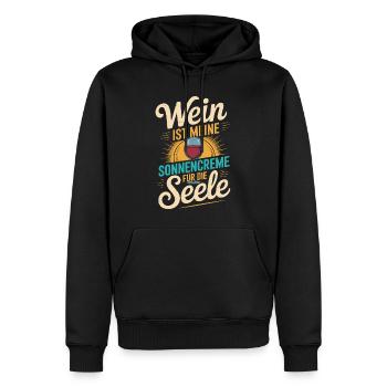 Wein als Sonnencreme der Seele - Männer Premium Bio Hoodie - Schwarz - Vorne - Nico (187cm)