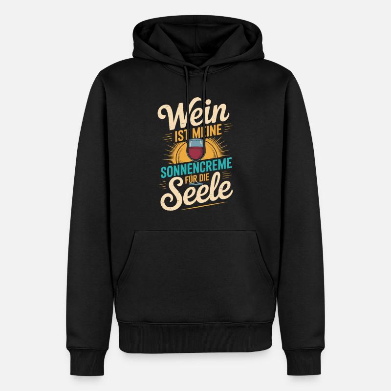 Wein als Sonnencreme der Seele - Männer Premium Bio Hoodie - Schwarz