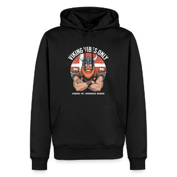Viking Vibes Only Cooler Cartoon Dänemark Wikinger - Männer Premium Bio Hoodie - Schwarz - Vorne - Nico (187cm)