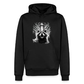 Waschbär Selfie Ufo Lustig Racoon Shirt - Männer Premium Bio Hoodie - Schwarz - Vorne - Nico (187cm)