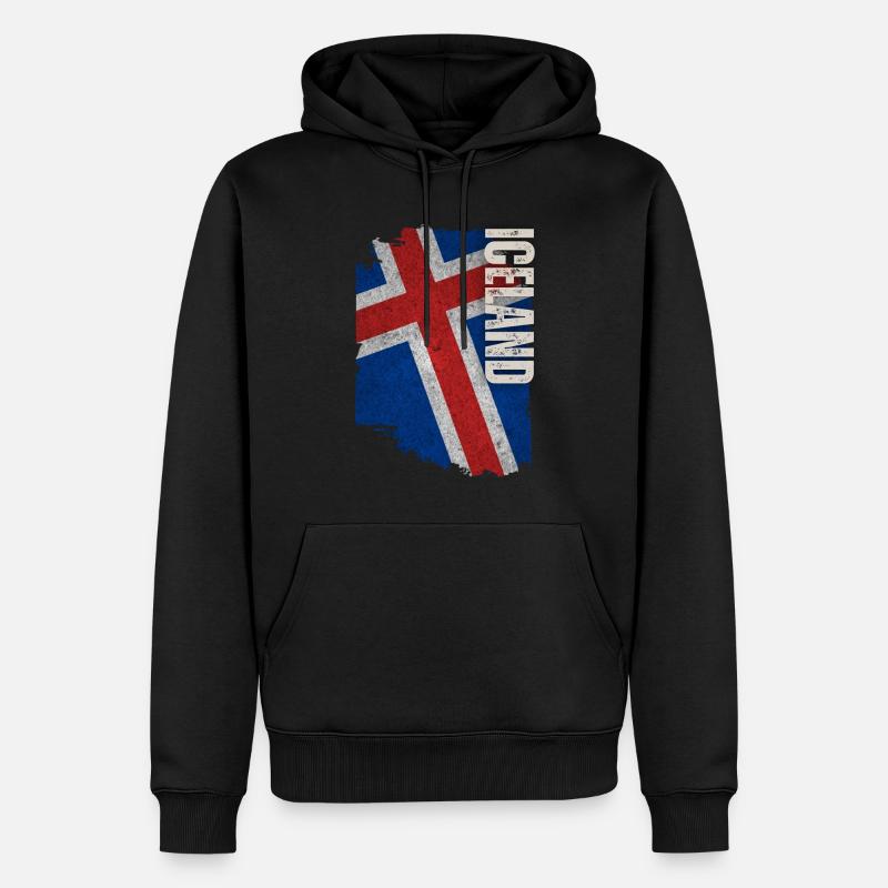Drapeau vertical de l’Islande, j’aime l’Islande - Sweat à capuche Premium bio Homme - noir