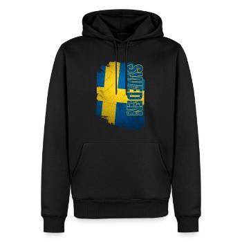 Drapeau vertical de la Suède, j’adore la Suède - Sweat à capuche Premium bio Homme - noir - Devant - Nico (187cm)
