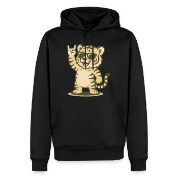 Rock’n’Roar Tiger - Männer Premium Bio Hoodie - Schwarz - Vorne - Nico (187cm)