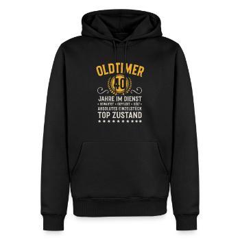 Anniversaire de l’entreprise 40 ans Anniversaire - Sweat à capuche Premium bio Homme - noir - Devant - Nico (187cm)