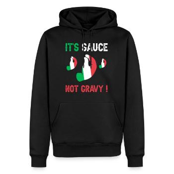 Italienische Ausdrucks-Humor-Soße - Männer Premium Bio Hoodie - Schwarz - Vorne - Nico (187cm)