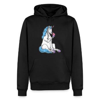 Einhorn Donut - Männer Premium Bio Hoodie - Schwarz - Vorne - Nico (187cm)