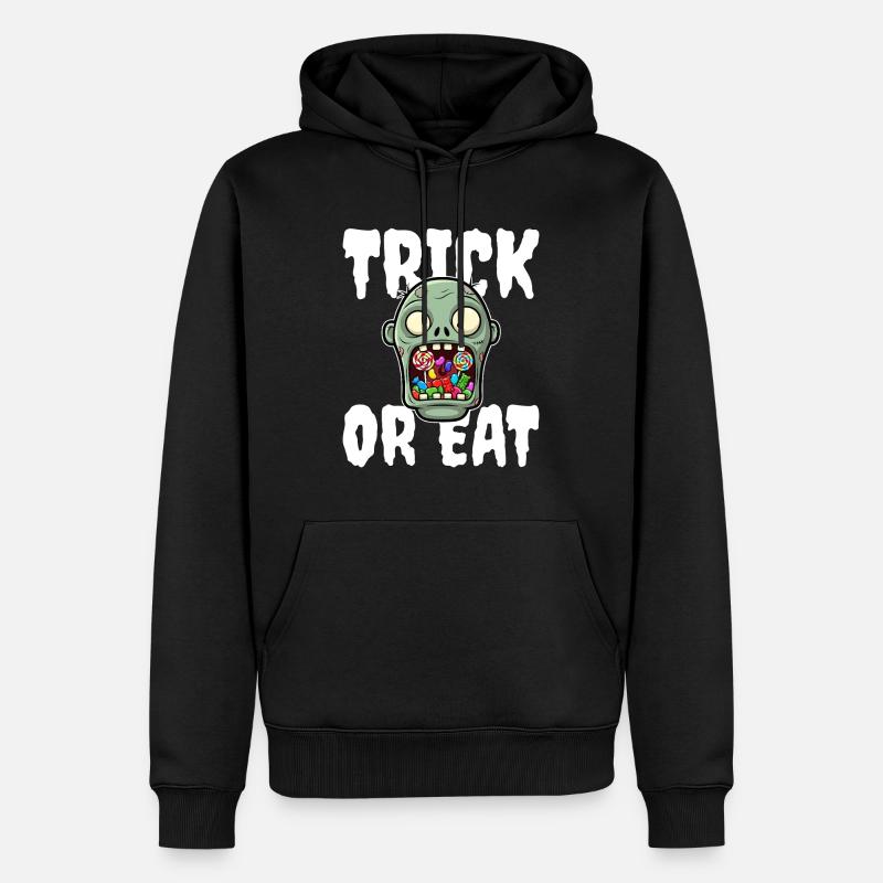 SÜSSES ODER ESSEN - ZOMBIE HALLOWEEN - Männer Premium Bio Hoodie - Schwarz