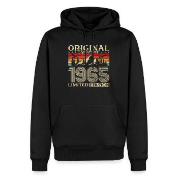 60ème Anniversaire Millésime Septembre Millésime 1965 - Sweat à capuche Premium bio Homme - noir - Devant - Nico (187cm)