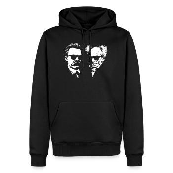 Les philosophes allemands Nietzsche et Schopenhhauer - Sweat à capuche Premium bio Homme - noir - Devant - Nico (187cm)