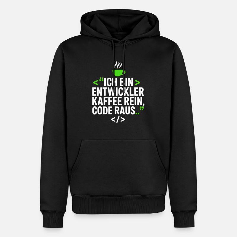 Entwickler Kaffee Programmier Spruch - Männer Premium Bio Hoodie - Schwarz