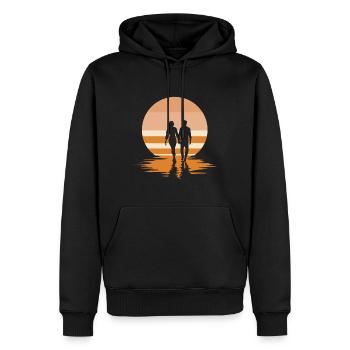 Romantischer Sonnenuntergang am Strand - Männer Premium Bio Hoodie - Schwarz - Vorne - Nico (187cm)