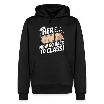 Motif de chapeau d'école humoristique pour la rentrée scolaire - Sweat à capuche Premium bio Homme - noir - Devant - Nico (187cm)