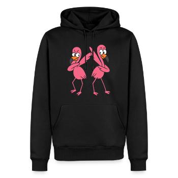 Zwei lustige tanzende Flamingos, Dabbing Giraffen - Männer Premium Bio Hoodie - Schwarz - Vorne - Nico (187cm)